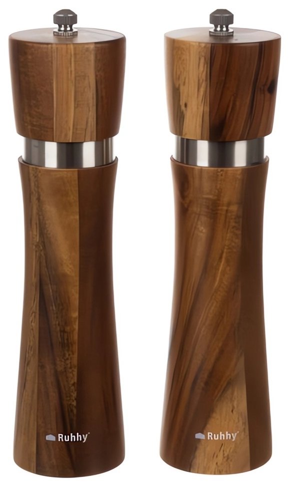 Ruhhy 24650 Sada drevených ručných mlynčekov na soľ a korenie 2 ks
