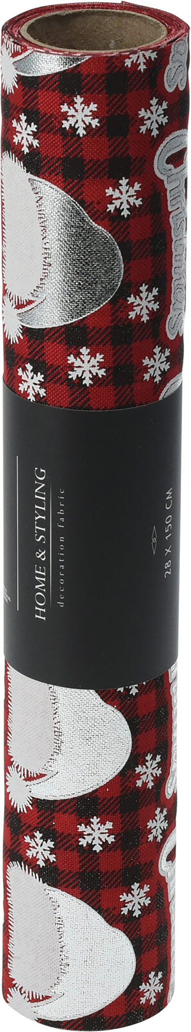 H & L Vianočný behúň so Santovými čiapkami 28 × 200 cm, tmavo červený