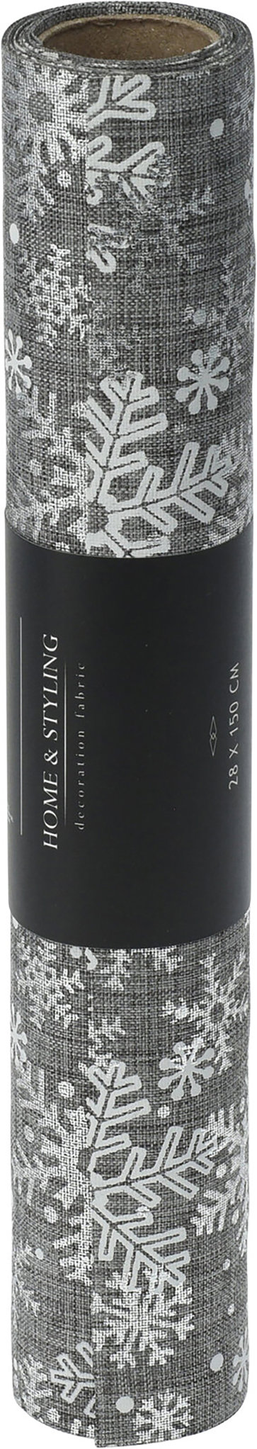 H & L Vianočný behúň vločka 250 × 28 cm, sivo-strieborný