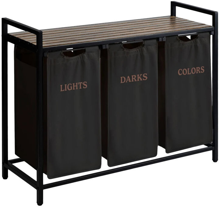 Massido 678400 Koš na prádlo s policí, třikomorový, 120 l, černý