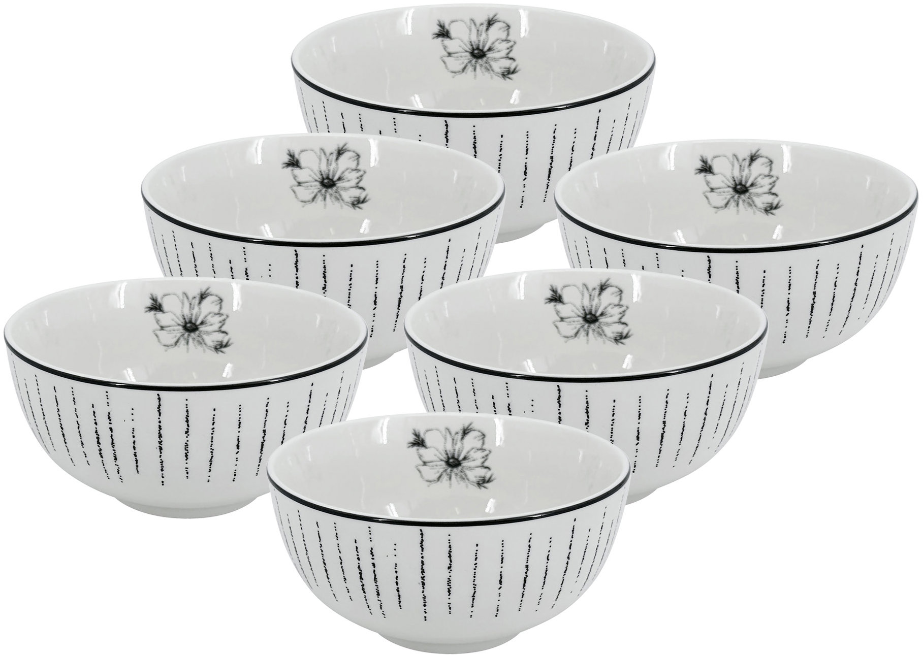 by inspire Set 6 ks - Porcelánová miska Linea Dash, průměr 14 cm