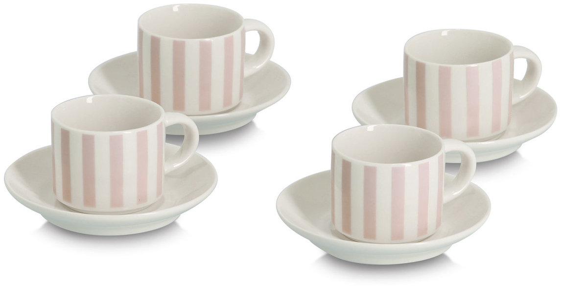 ZELLER Sada šálků s podšálkem 8 ks, porcelán, na espresso, 70 ml