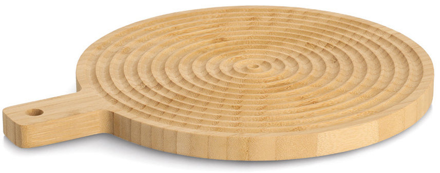 ZELLER Prkénko servírovací s rukojetí, bambusové, průměr 30,5 cm