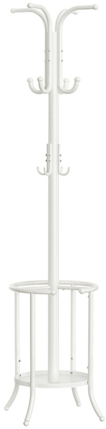SONGMICS Stojanový vešiak biely kov, 12 háčikov, 40 × 40 × 175 cm