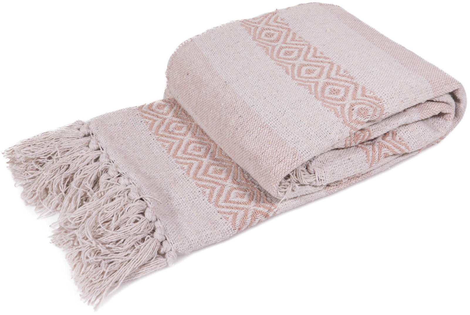 Home Styling Collection Deka so strapcami, pruhovaná, žakárová, 130 × 170 cm, ružová