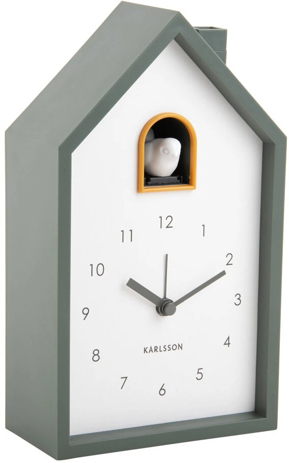 Karlsson Kukučkové hodiny Cuckoo, 12 × 20 × 6 cm, zelená farba