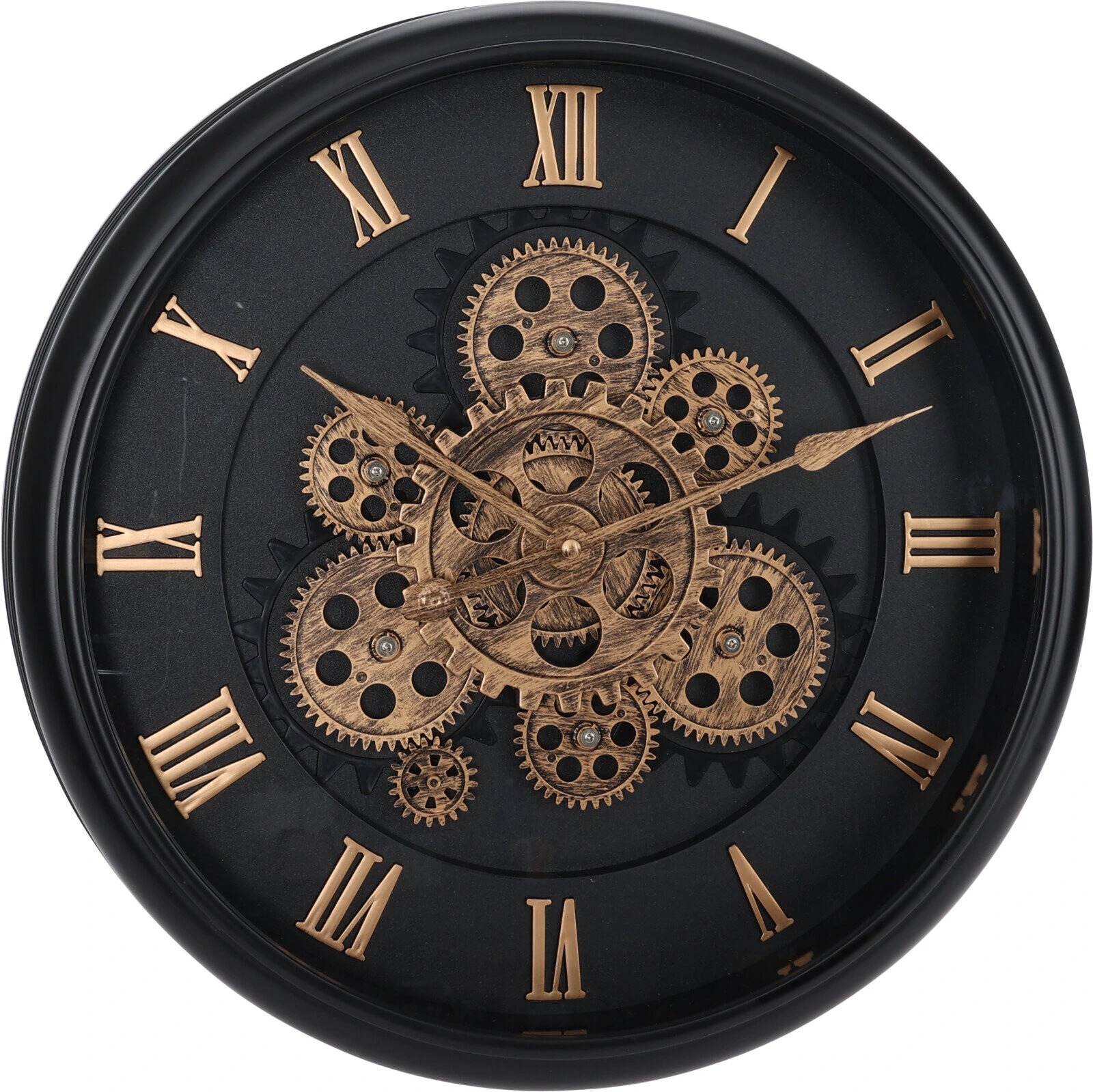 Home Styling Collection Nástěnné hodiny s viditelným mechanismem, průměr 40 cm, černé