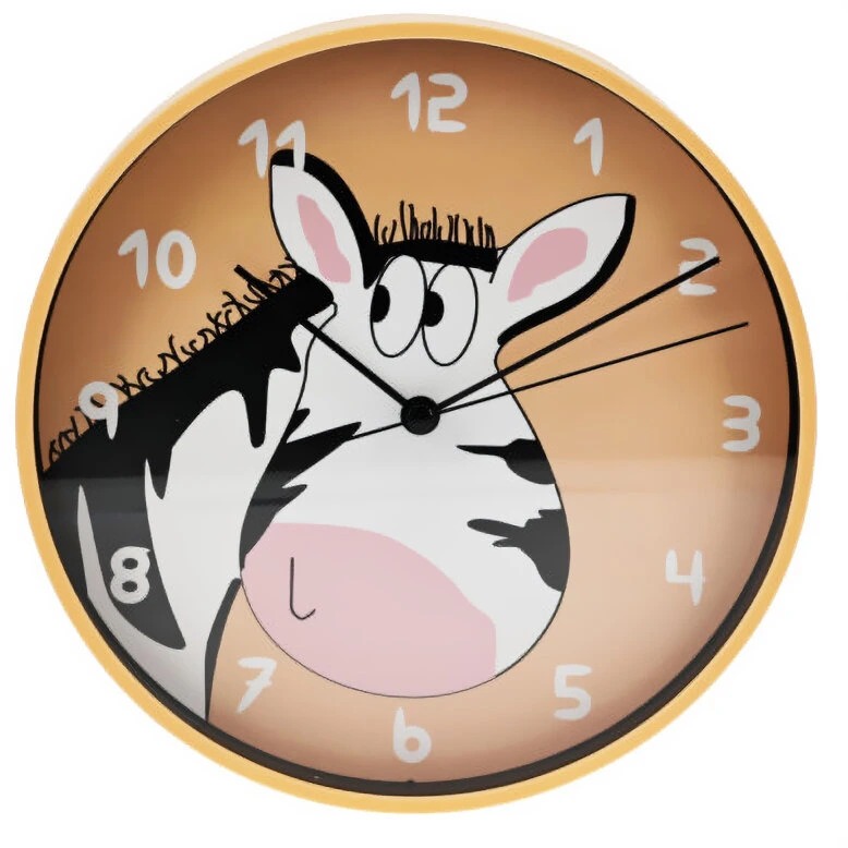 Home Styling Collection Nástěnné hodiny do dětského pokoje, průměr 20 cm, oranžové, zebra