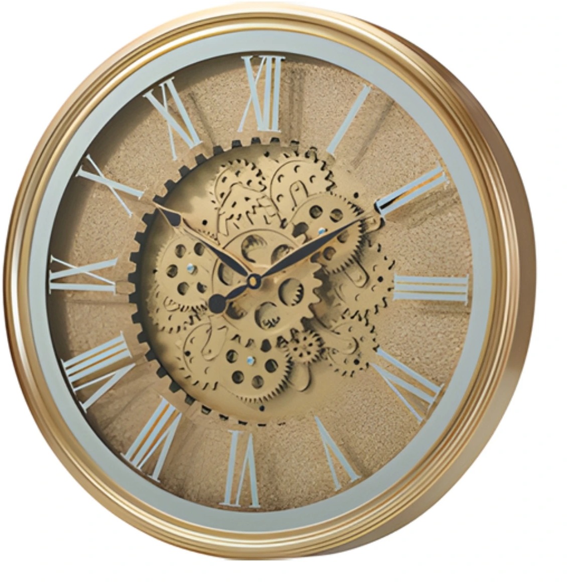 Home Styling Collection Zlaté nástěnné hodiny s viditelným otočným mechanismem Vertex, průměr 50 cm