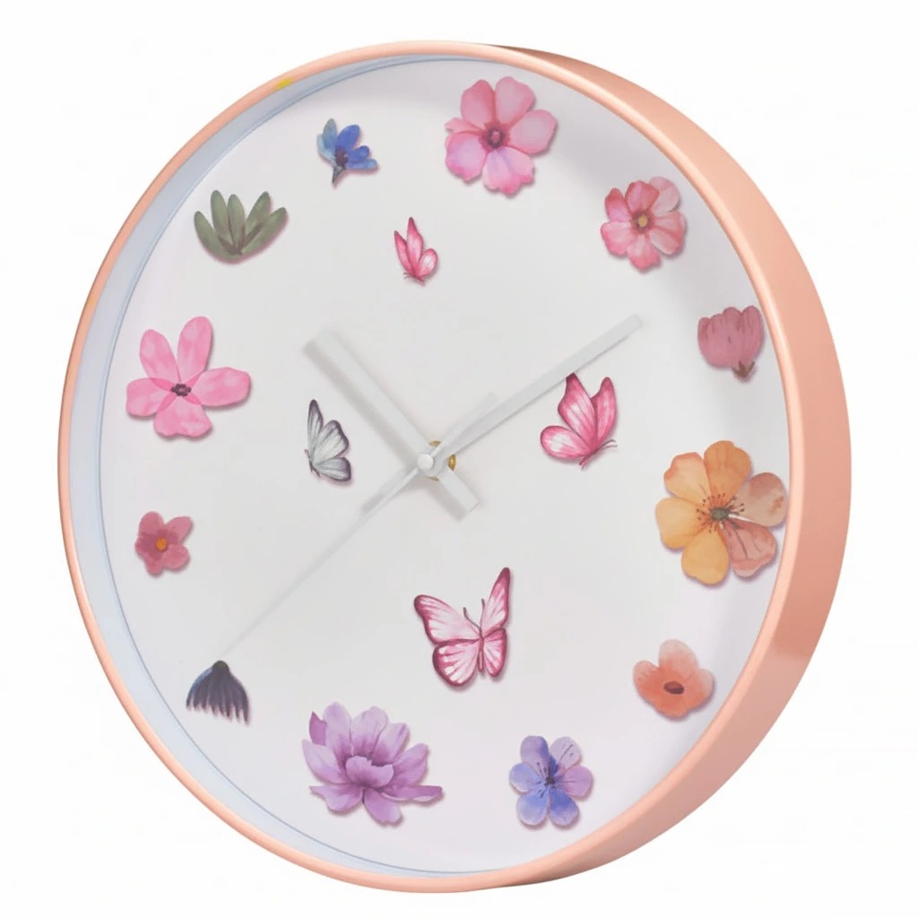 Home Styling Collection Nástěnné hodiny s motivem květin, průměr 30 cm