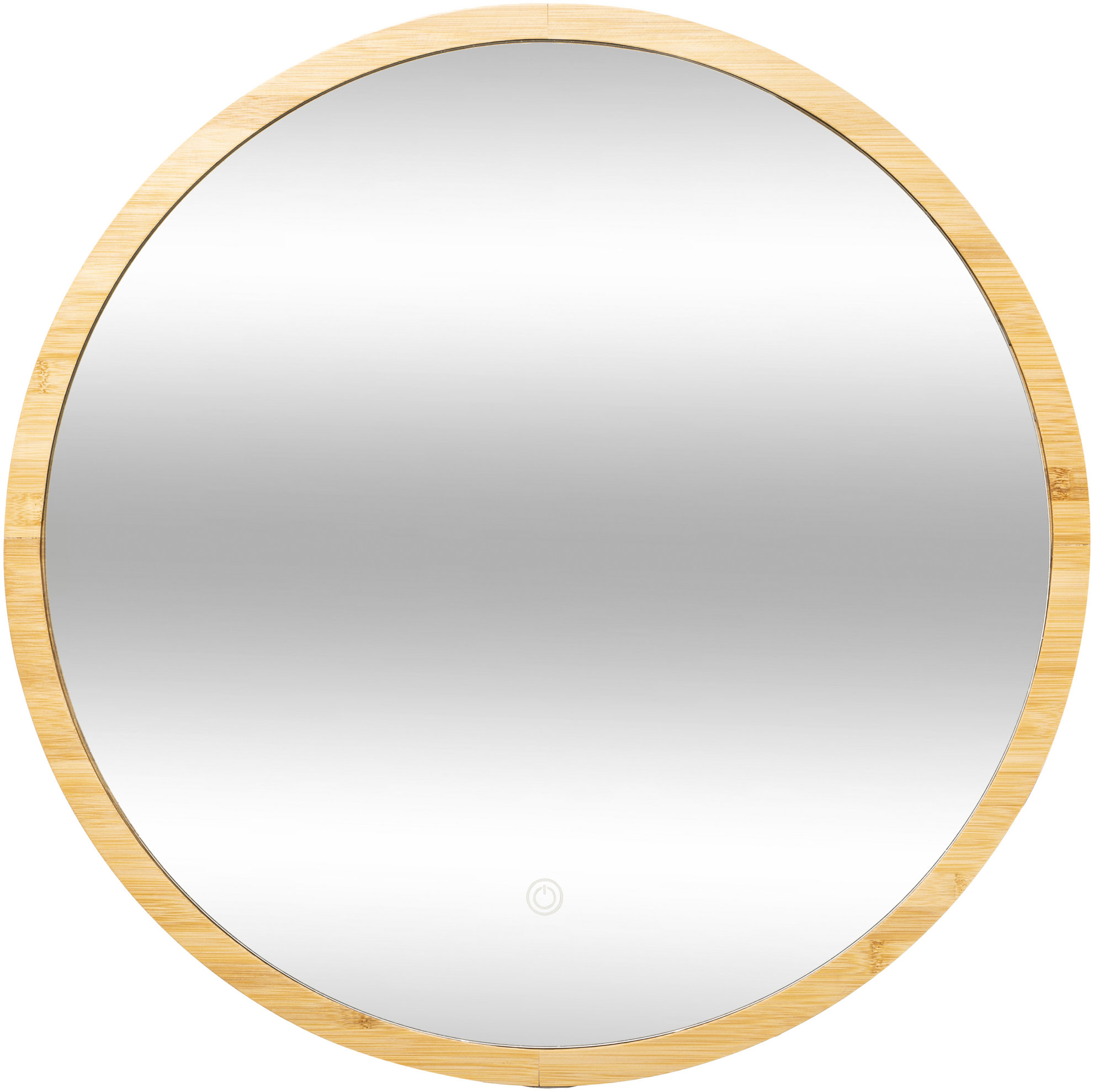 5five Simply Smart Kúpeľňové zrkadlo s LED podsvietením, bambusový rám, priemer 57 cm