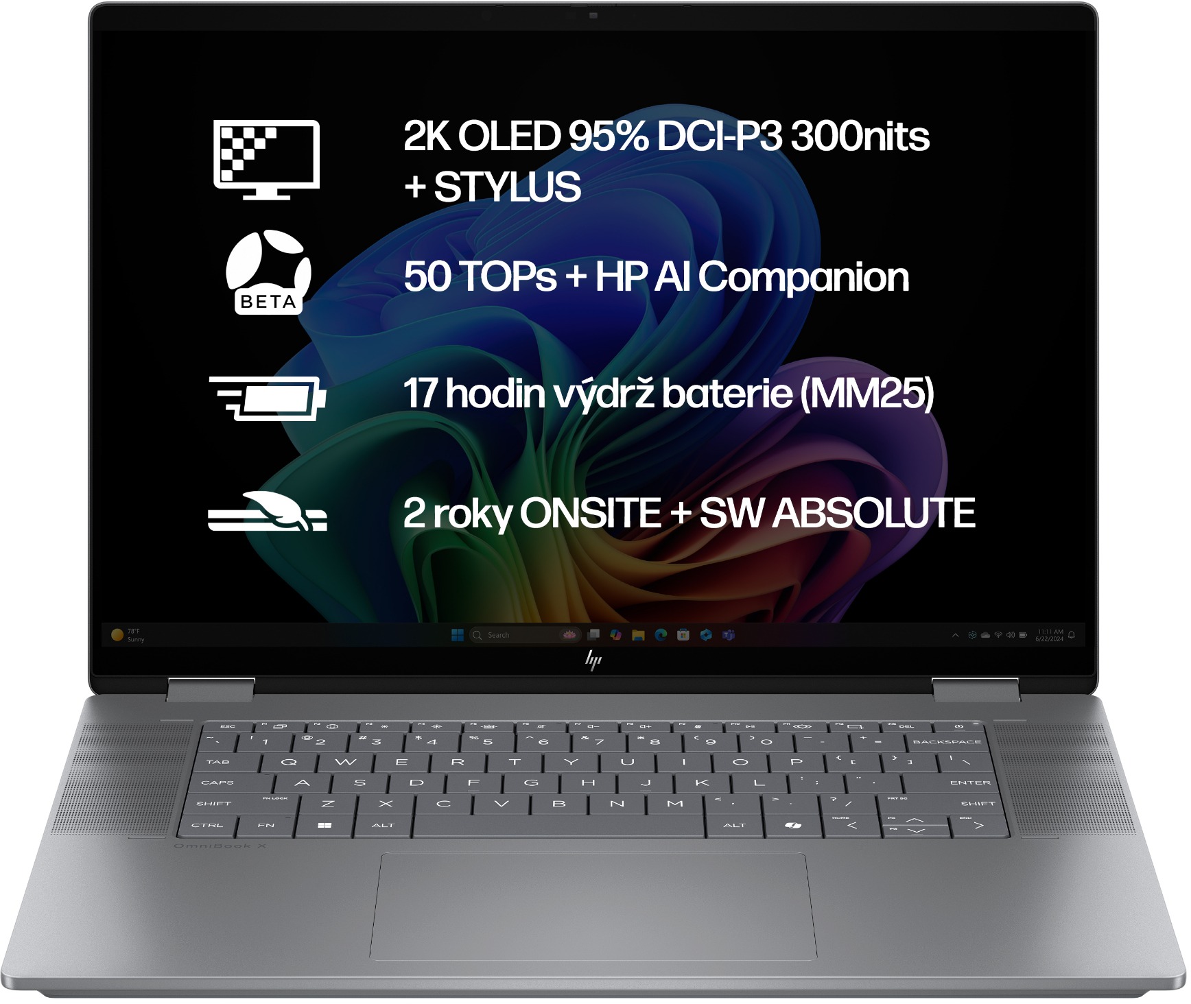HP OmniBook X Flip AI 16-ar0003nc Meteor Silver