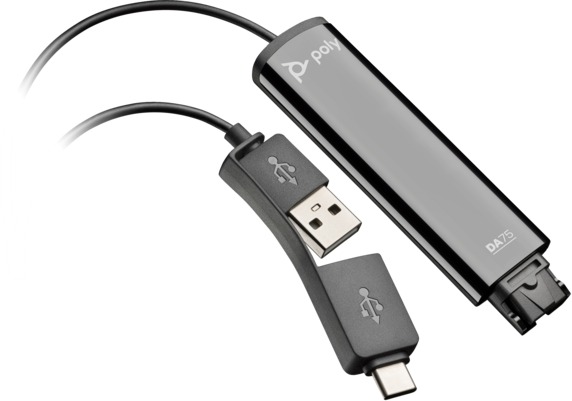 HP Poly DA75 USB to QD Black Adapter TAA