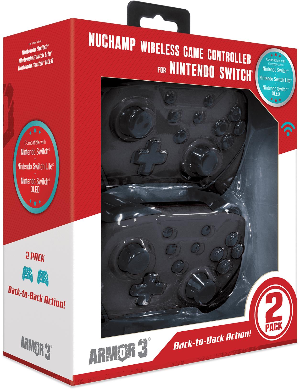 Armor3 NuChamp Wireless Controller Pack pre Nintendo Switch (2in1) (Matte Black, Black)
