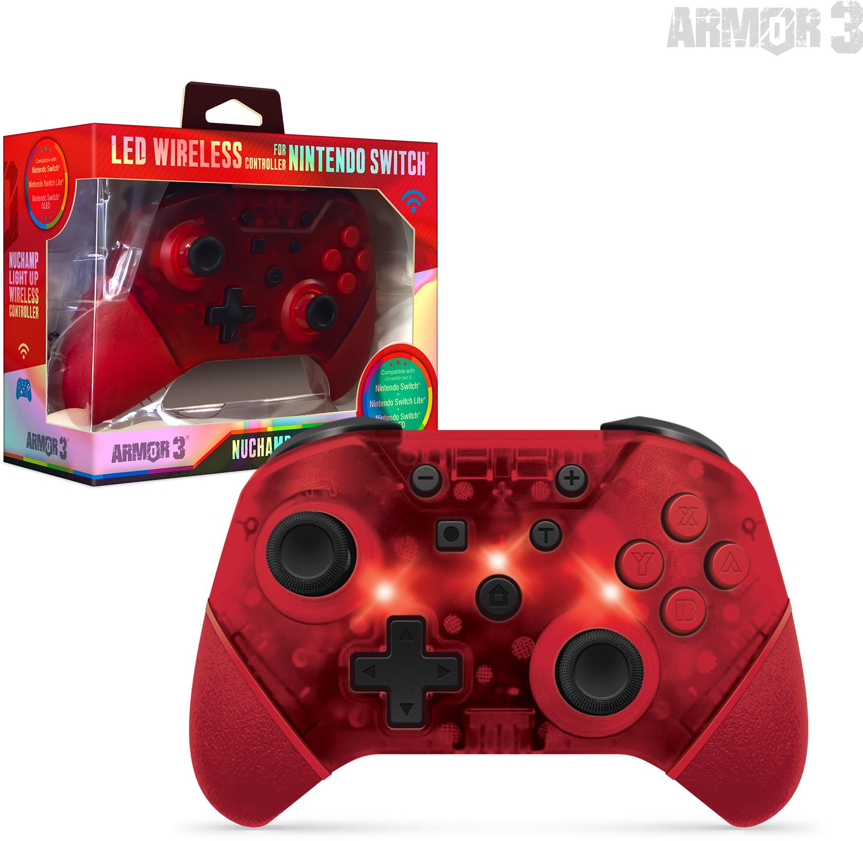 Armor3 NuChamp Wireless Controller pre Nintendo Switch (Red LED)