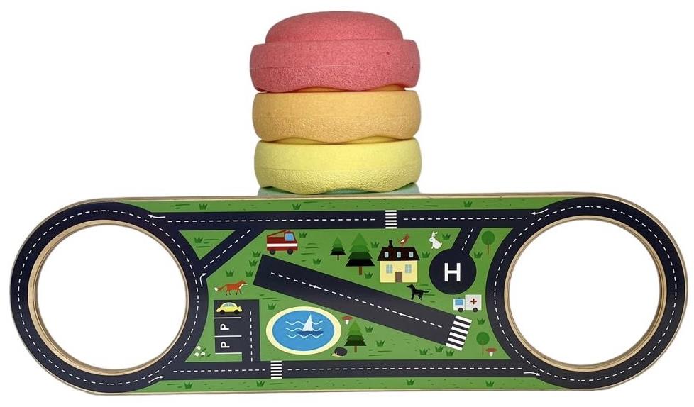 BaaVi Drevený mostík Balance Play s polepom Cesty