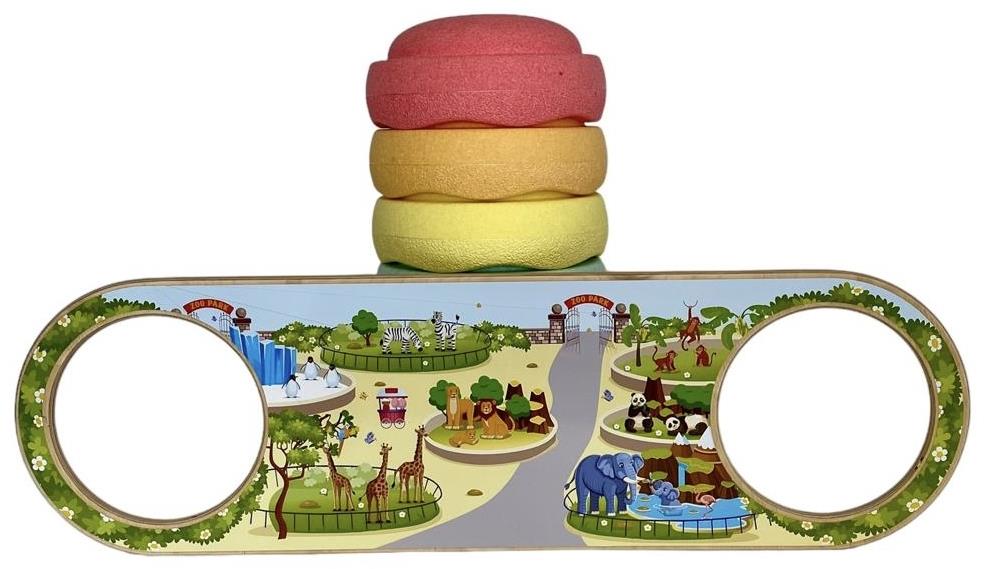 BaaVi Drevený mostík Balance Play s polepom ZOO