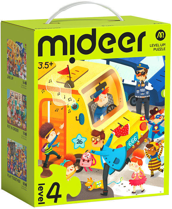 Mideer LEVEL UP! 04 - Běžný den školáka puzzle 3v1 (54, 70 s 88 dílků)