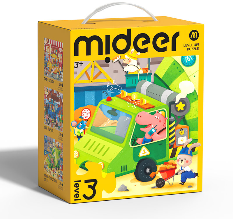 Mideer LEVEL UP! 03 - Řidiči puzzle (24, 30 a 35 dílků)