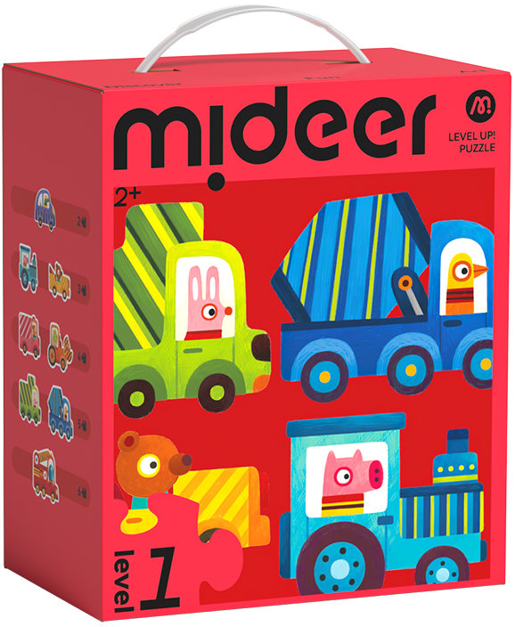 Mideer LEVEL UP! 01 - Doprava puzzle 8v1 (2,3,4,5 a 6 dílků)