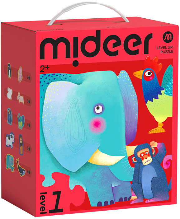 Mideer LEVEL UP! 01 - Zvířátka puzzle 10v1 (2,3,4,5 a 6 dílků)