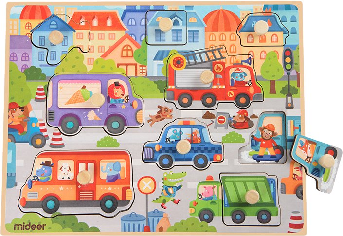 Mideer Vkládací puzzle Doprava - 9 dílků