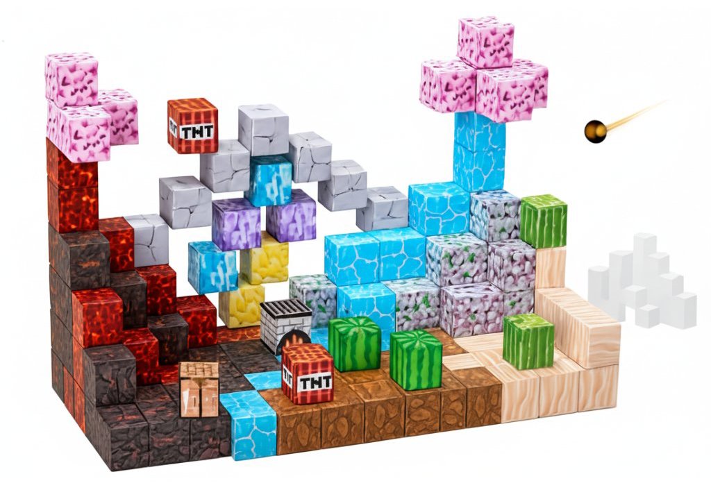 iMex Toys Magnetická stavebnica 117 ks v štýle minecraft CH1355