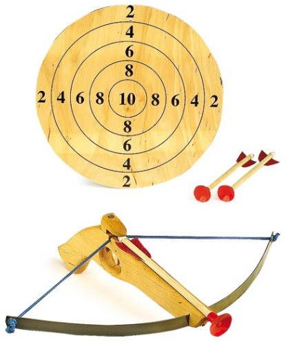 Malá kuša so šípmi a terčom