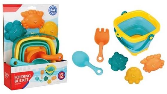 Bavytoy Farebná súprava na piesok so skladacím vedierkom