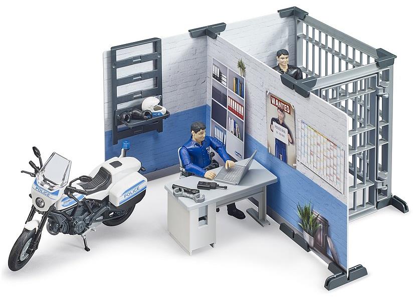 Bruder 62732 BWORLD Policajná stanica s policajtom, zločincom a motorkou