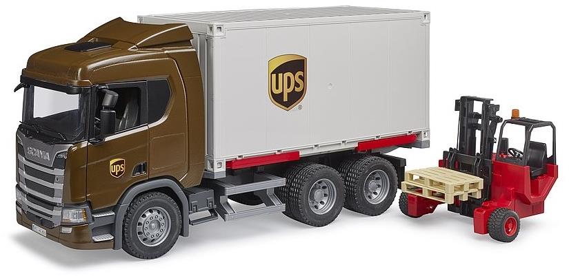 Bruder 3582 Logistická Scania UPS s vysokozdvižným vozíkom