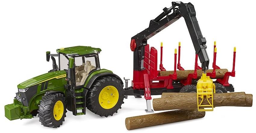 Bruder 3154 traktor John Deere 7R 350 so zadným prívesom a 4 kladami
