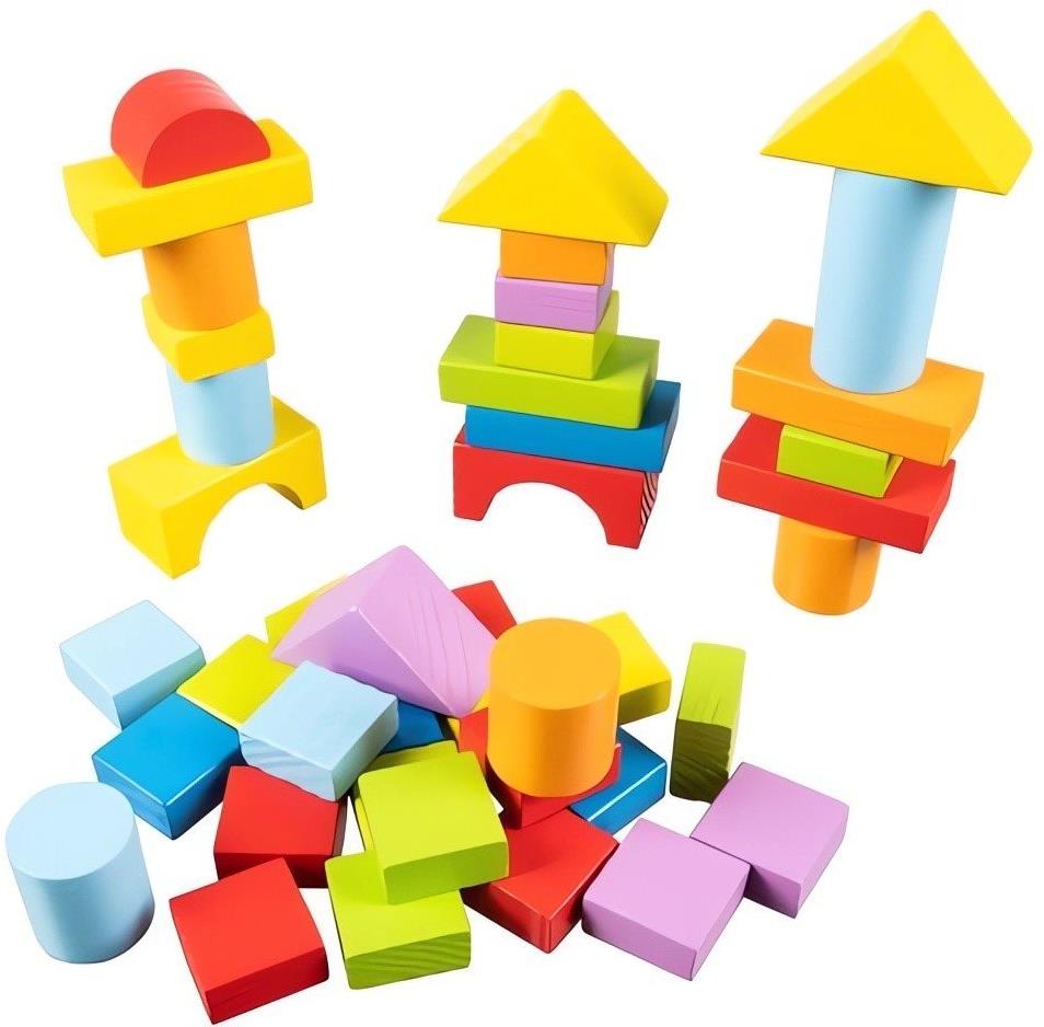 KRUZZEL 22666 Drevené kocky vo vedre s vekom 100 ks