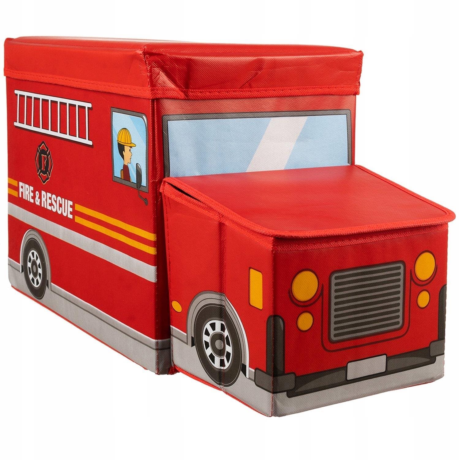 Kruzzel 22489 Box na hračky hasičské auto 53 × 26 × 31,5 cm