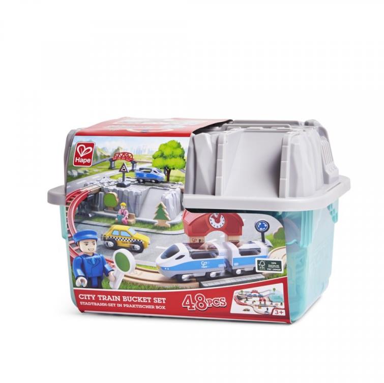 Hape Box s drevenými koľajnicami