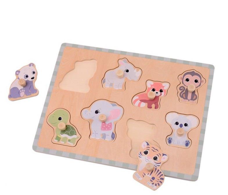 Jouéco The Wildies Family drevené puzzle s úchytkami 18 m+