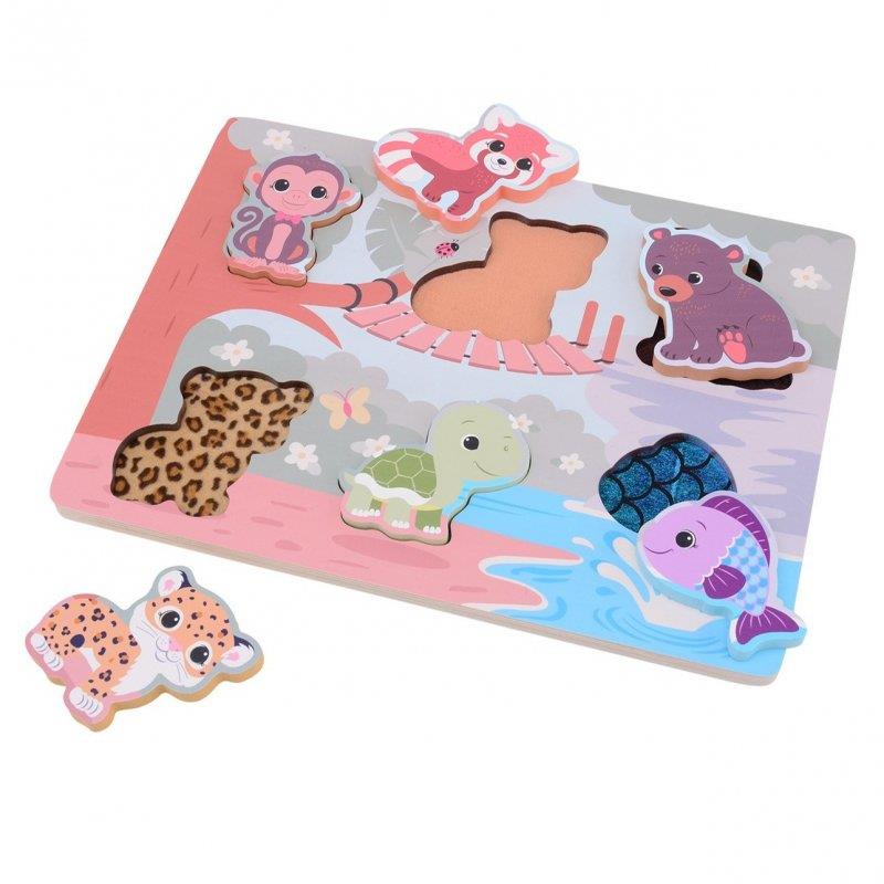 Jouéco The Wildies Family drevené puzzle Feel & Touch