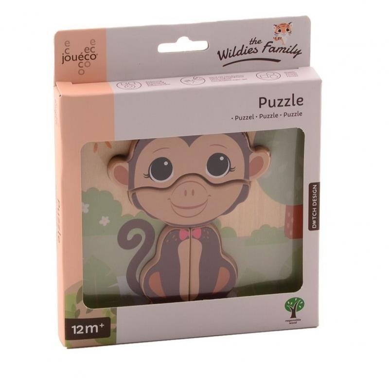 Jouéco The Wildies Family drevené mini puzzle Monkey 12 m+