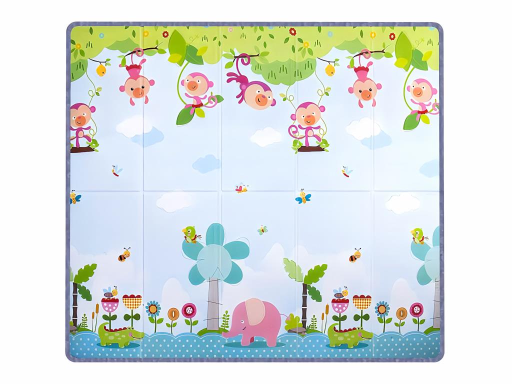 iMex Toys Skladacia obojstranná podložka Jungle 200 × 180 × 1,5 cm