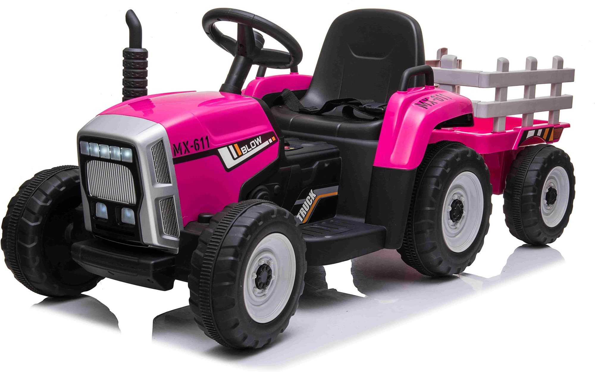 Mamido Elektrický traktor s vlečkou Blow ružový