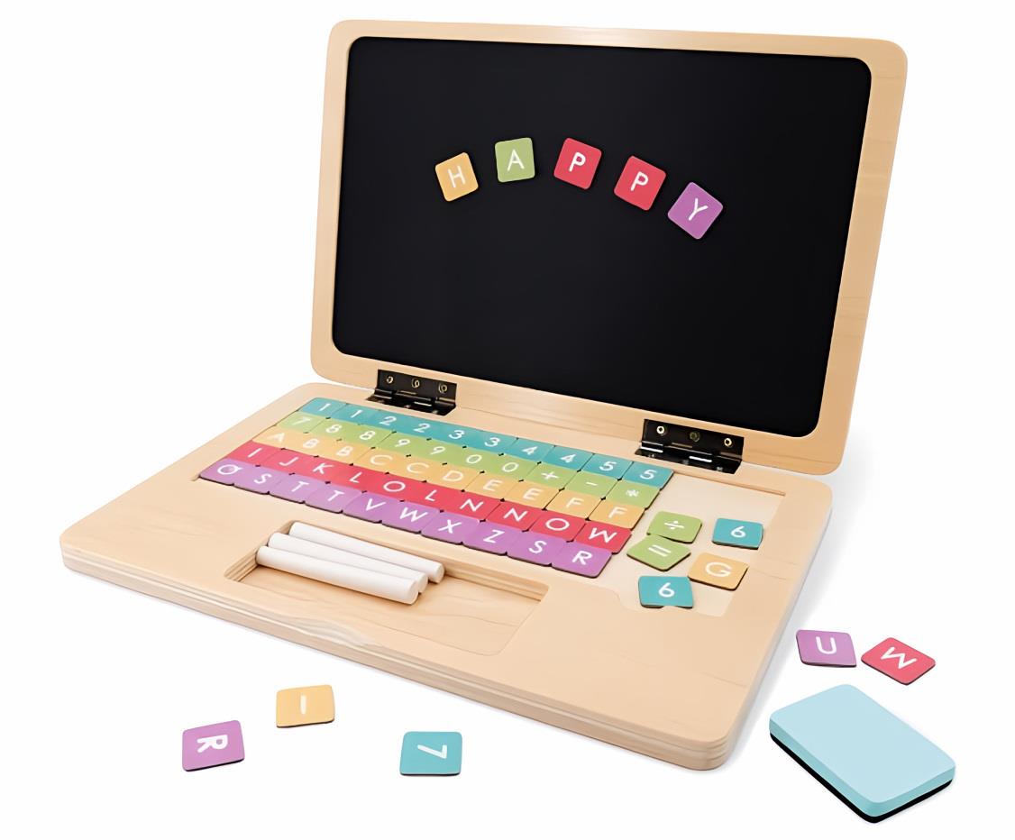 Derrson drevený náučný notebook 70 dielov s magnetickou tabuľou