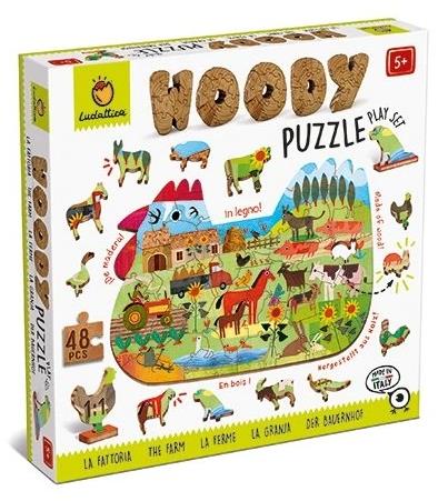 Ludattica Woody Farma, drevené puzzle, 48 dielikov