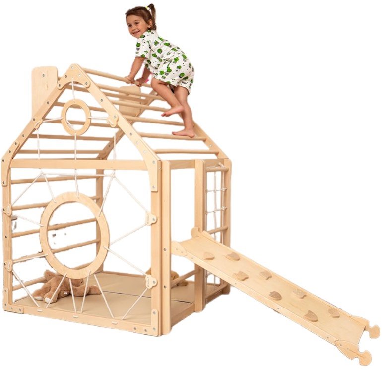 Piccolino Montessori Domček Home natural so šmykľavkou a rampou