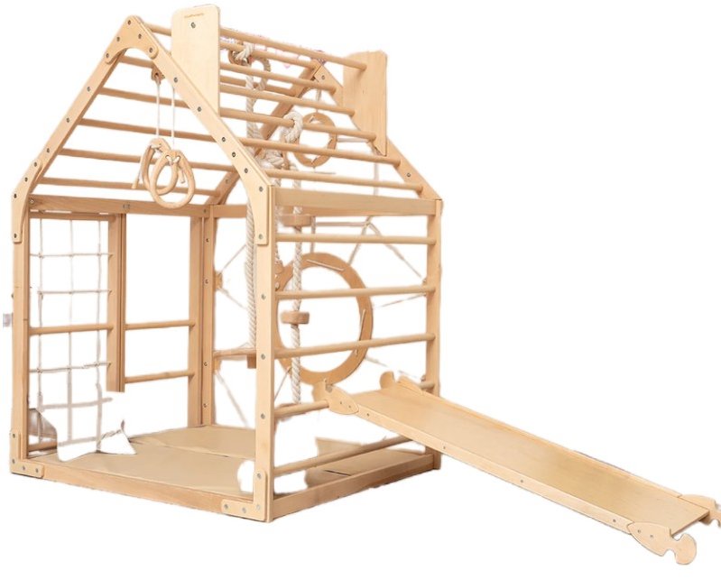 Piccolino Montessori Domček Home natural so šmykľavkou, rampou a doplnkami