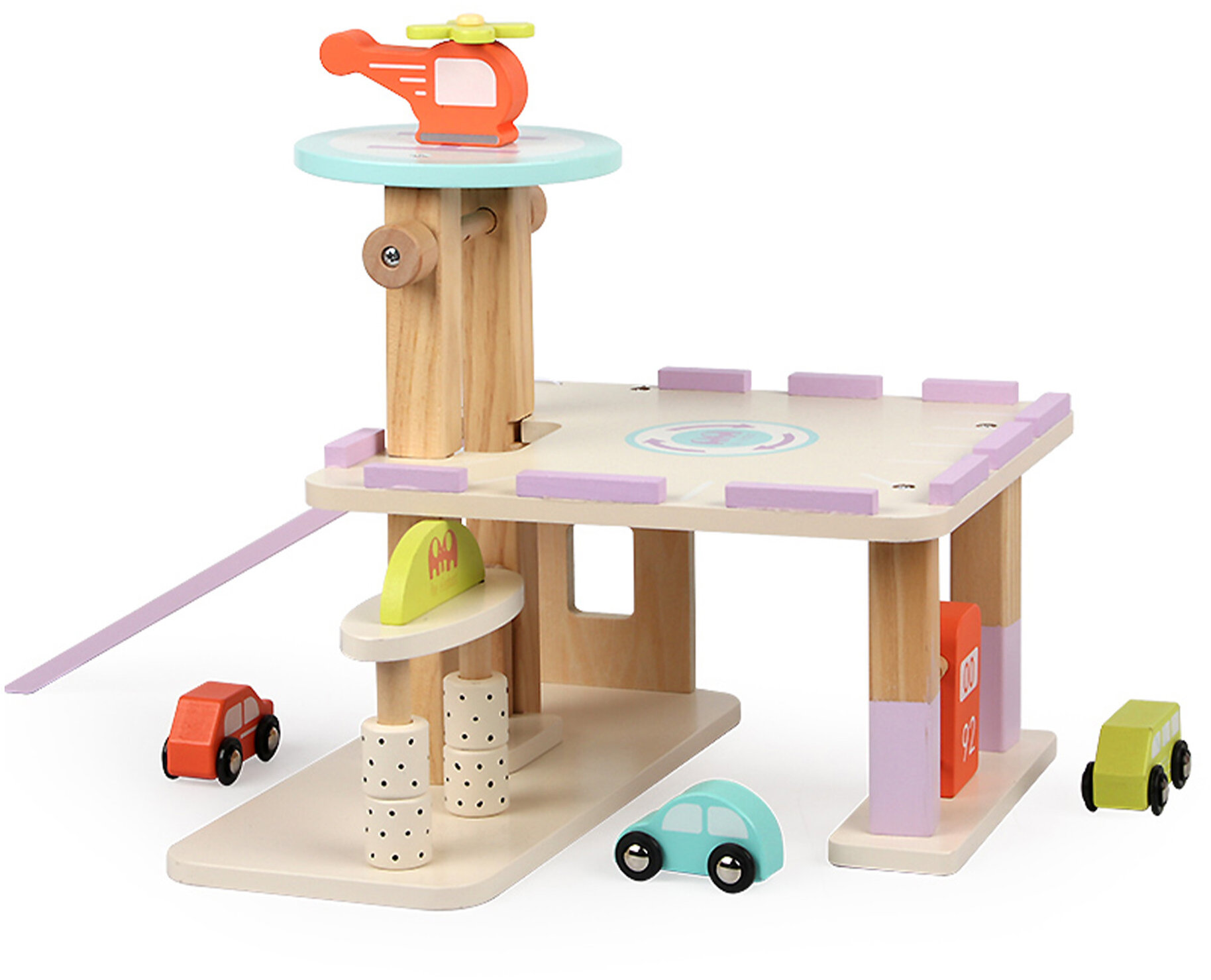 Aga4Kids Dřevěná garáž s čerpací stanicí