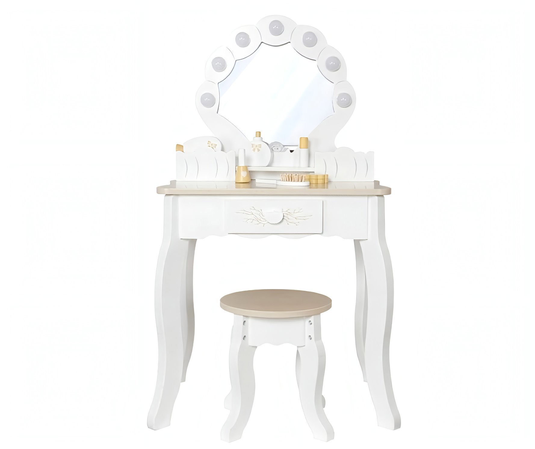 Derrson Toaletný stolík Luxury svietiaci, biely