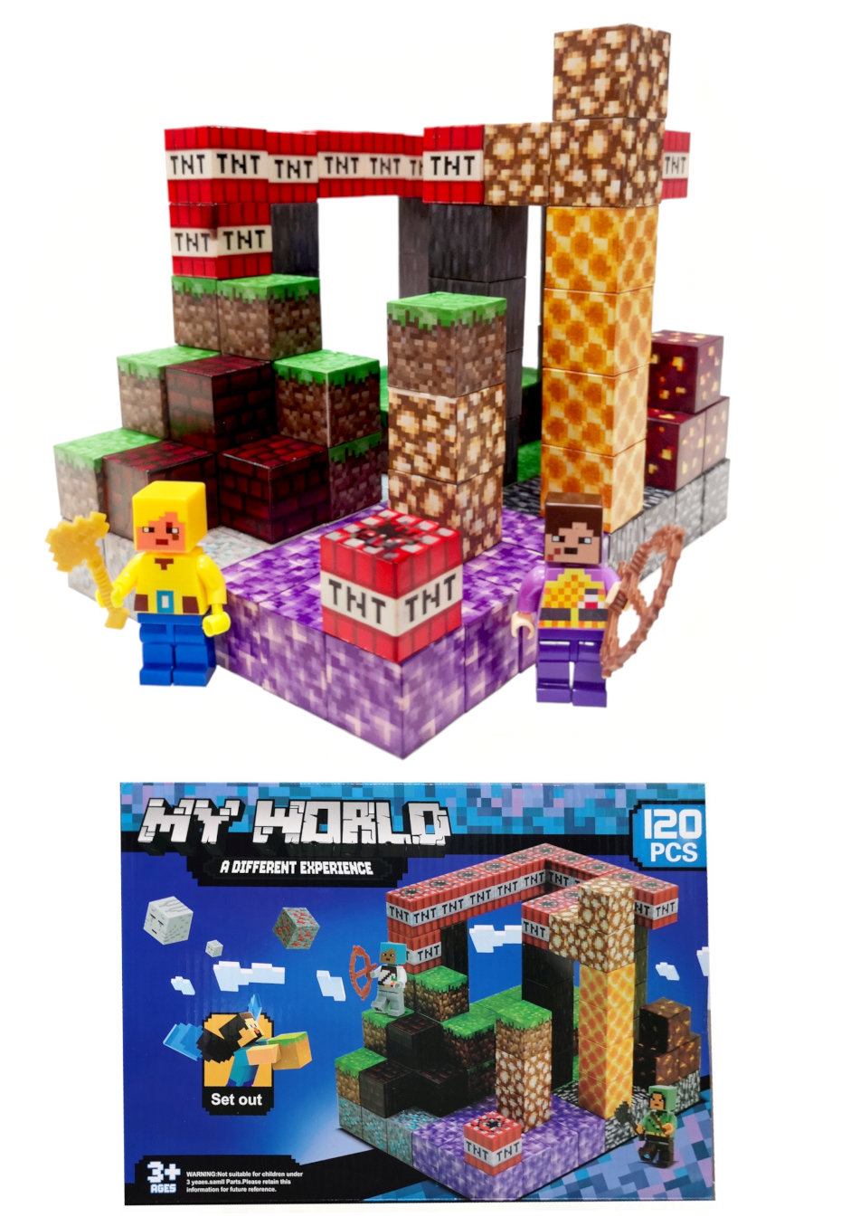 Toybit Magnetická stavebnica Minecraft TNT Amethyst Lava building expresion 120 ks