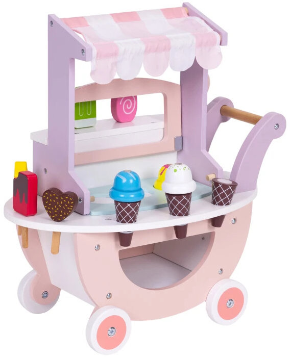 ECOTOYS TL89015 Drevený zmrzlinový vozík pre deti, 12 ks