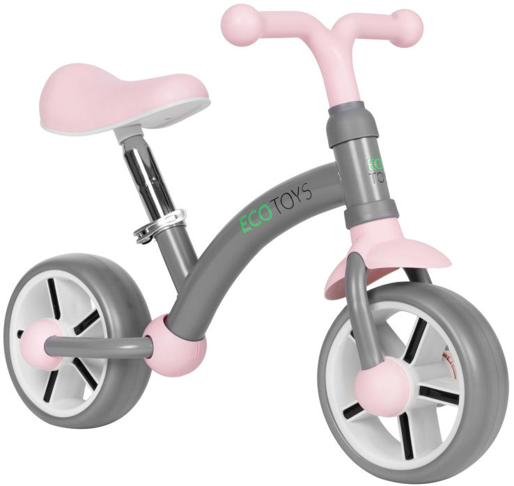 ECOTOYS LC-V1252 Odrážedlo s EVA koly, nastavitelné sedlo, růžovo-šedé