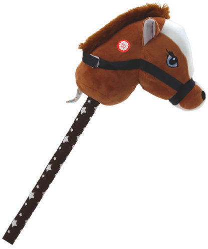 LEAN Toys 19538 Kůň na tyči Hobby Horse, krátkosrstý se zvuky, tmavě hnědý